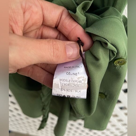 Celine - 100% Green Silk Dress - Picture 4 of 7